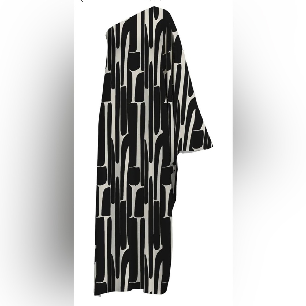 Diarrablu One-Shoulder Maxi Dress in Black and White Abstract Print
